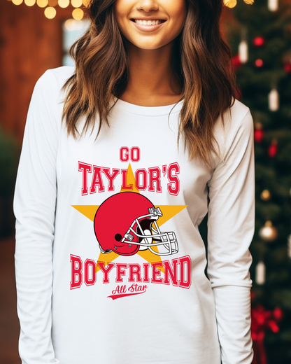 Go Taylor's Boyfriend NFL X Taylor Adult Long Sleeve Tee