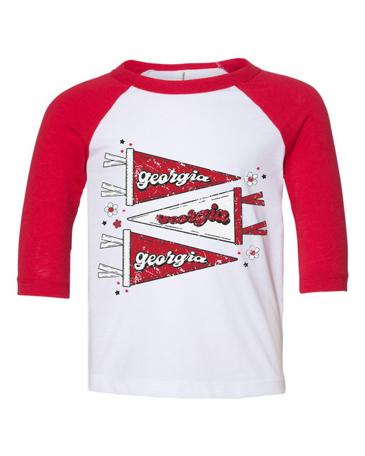 Georgia Pennant Toddler Youth Three Quarter Sleeve Toddler Tee