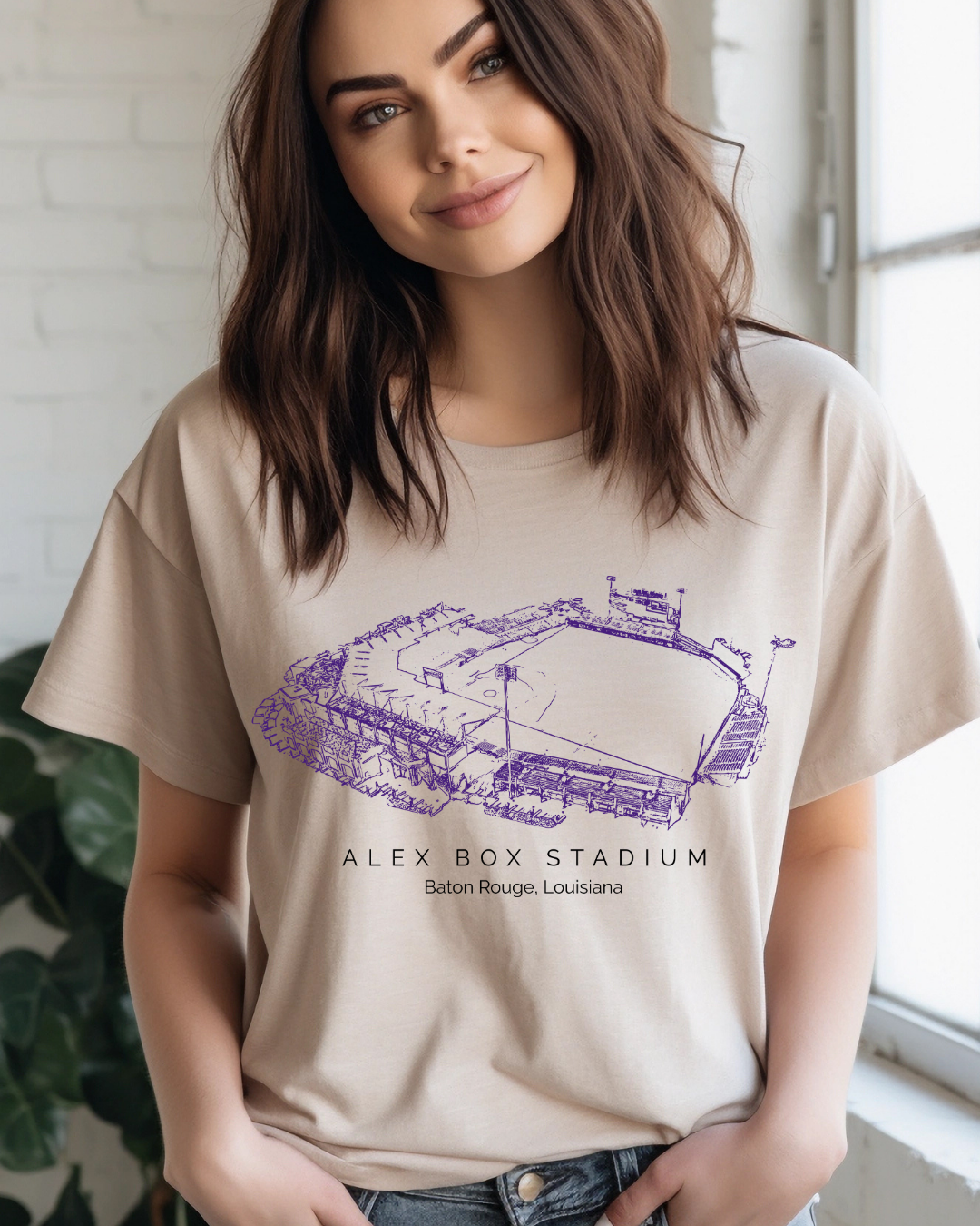 Alex Box Stadium Louisiana Adult Tee (Purple)
