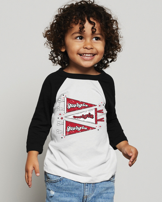 Georgia Pennant Toddler Youth Three Quarter Sleeve Toddler Tee