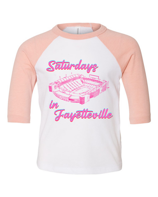 Saturdays in Fayetteville Three Quarter Sleeve Toddler Tee