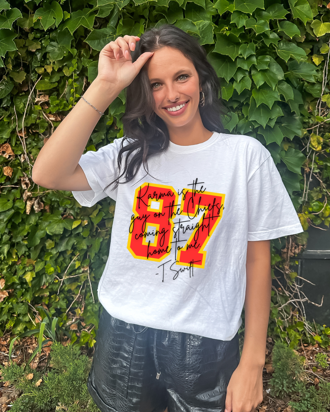 87 Karma Is The Guy On The Chiefs NFL X Taylor Adult Graphic T-Shirt