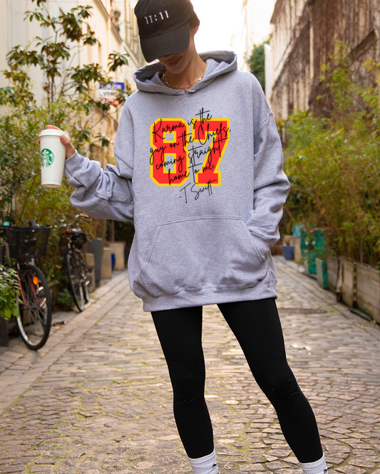 87 Karma Is The Guy On The Chiefs NFL X Taylor Adult Hoodie