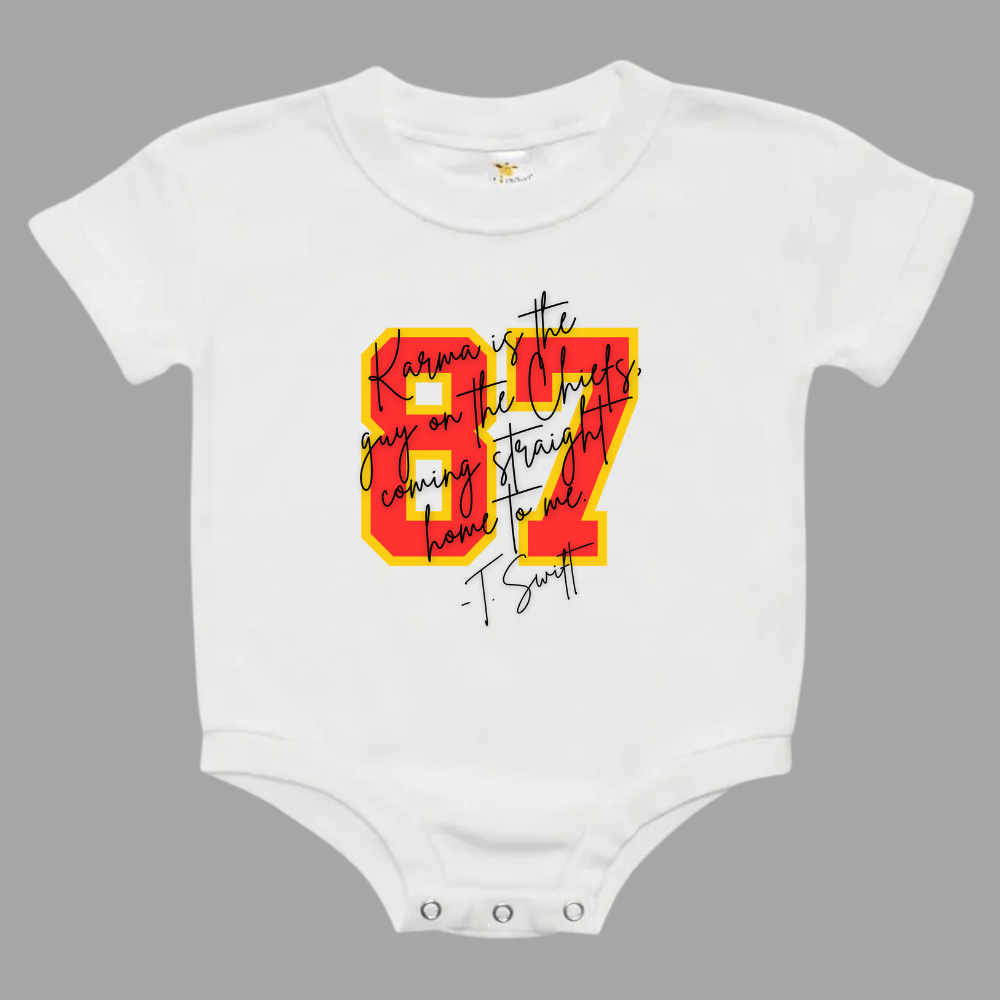 87 Karma Is The Guy On The Chiefs NFL X Taylor  Bubble Romper