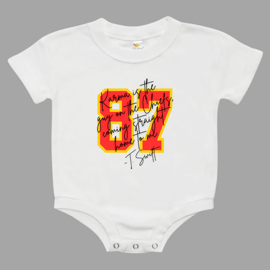 87 Karma Is The Guy On The Chiefs NFL X Taylor  Bubble Romper