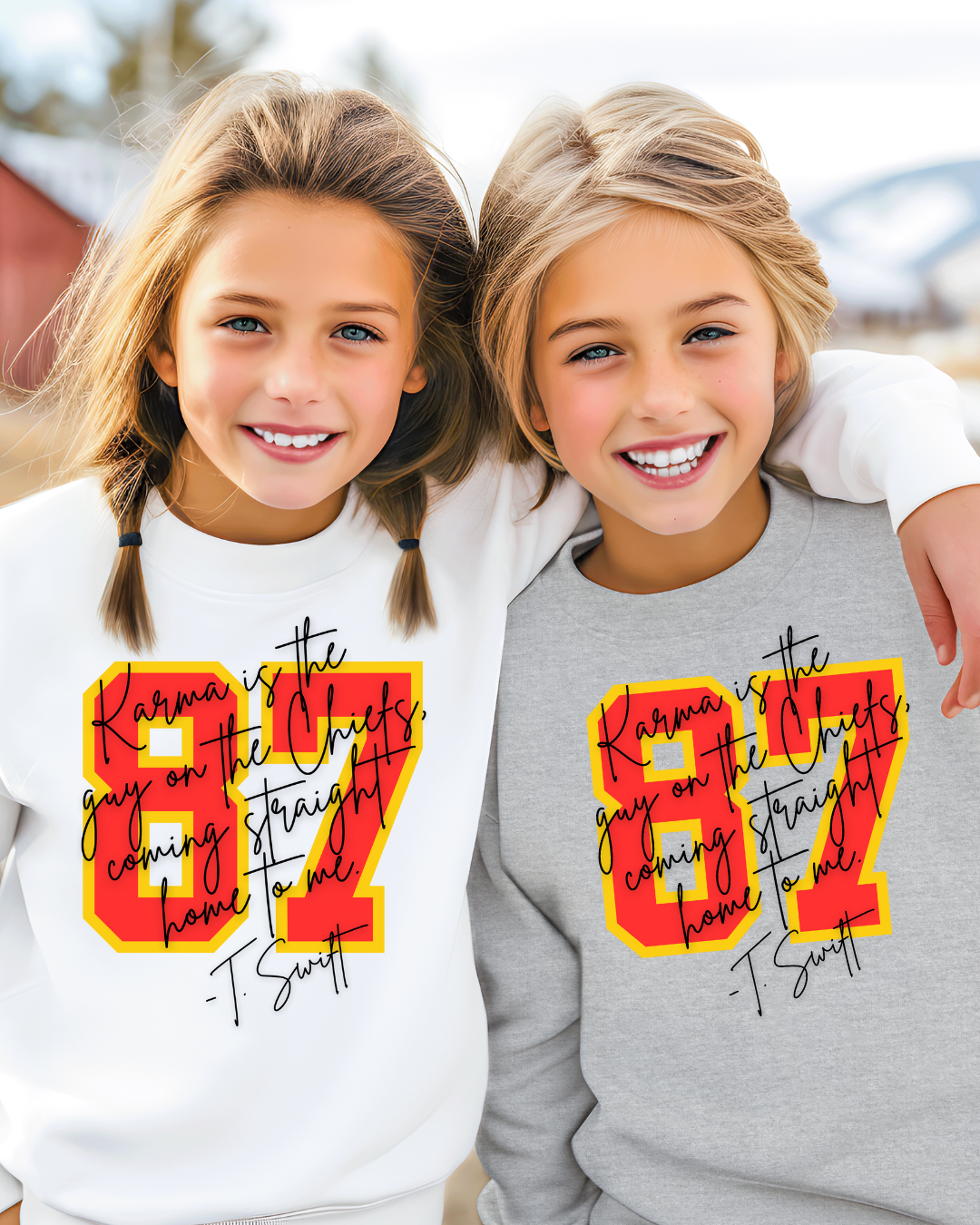 87 Karma Is The Guy On The Chiefs Youth Crewneck Pullover