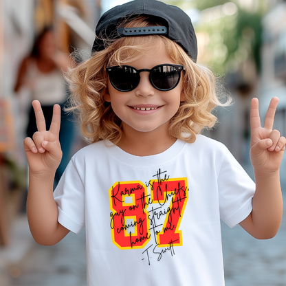 87 Karma Is The Guy On The Chiefs Youth Short Tee