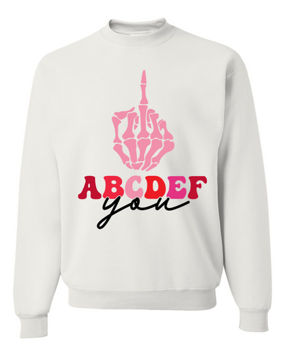 ABCDEF You Adult Graphic Crewneck Pullover