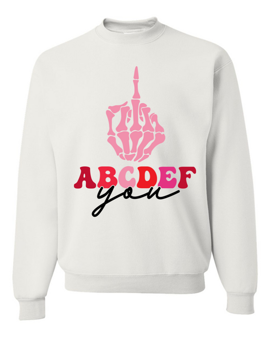 ABCDEF You Adult Graphic Crewneck Pullover