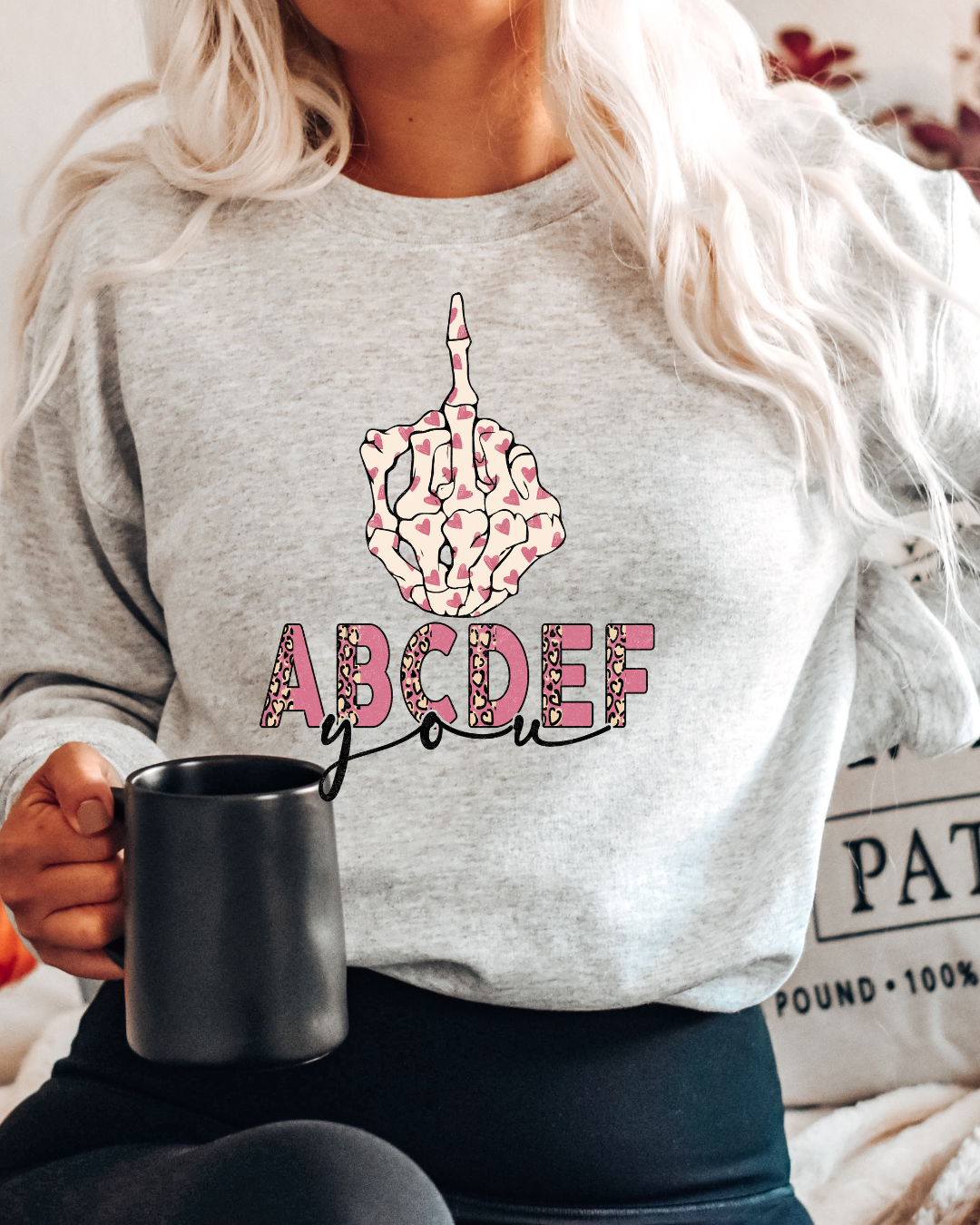 ABCDEF You Cheetah Print Adult Graphic Crewneck Pullover