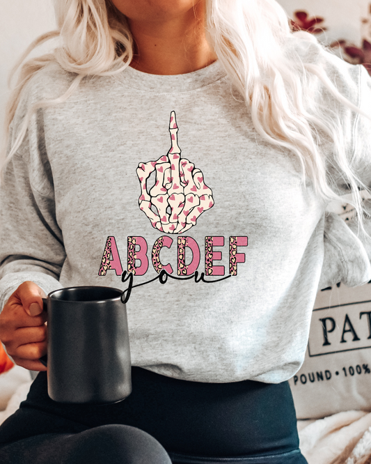 ABCDEF You Cheetah Print Adult Graphic Crewneck Pullover