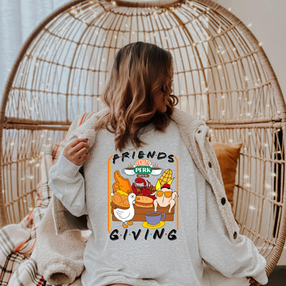 A Very Friends Thanksgiving Adult Graphic Crewneck Pullover