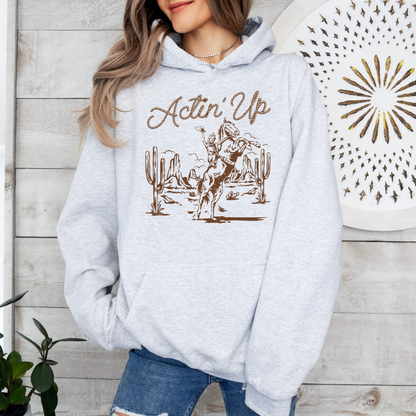 Acting Up Cowgirl Western Adult Graphic Hoodie
