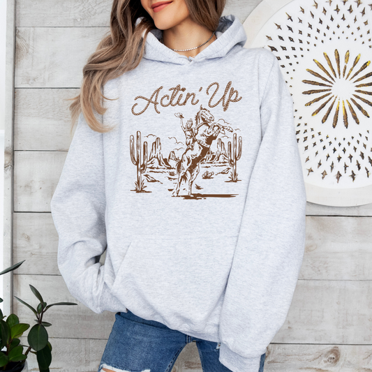 Acting Up Cowgirl Western Adult Graphic Hoodie