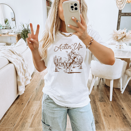 Acting Up Cowgirl Western Adult Graphic T-Shirt
