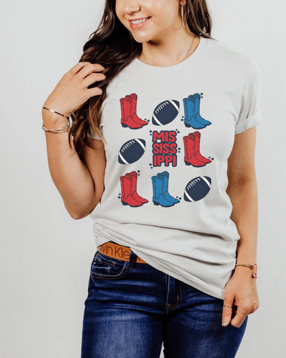 Mississippi Cowboy Boots Adult Tee