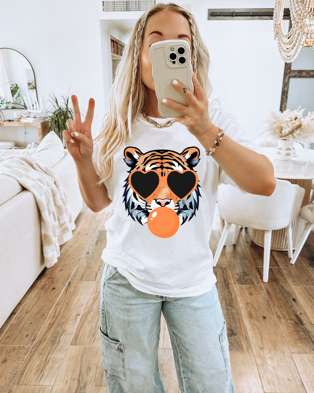 Auburn Tiger Blowing Bubble Adult Graphic Tee