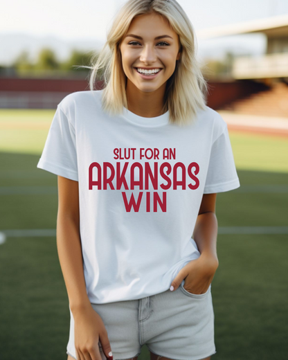 Slut For An Arkansas Win Adult Tee (RED)