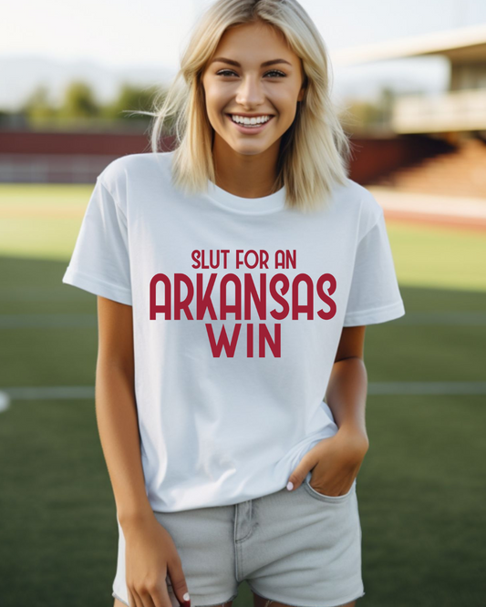Slut For An Arkansas Win Adult Tee (RED)