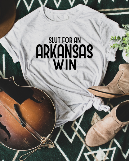 Slut For An Arkansas Win Adult Tee (BLACK)