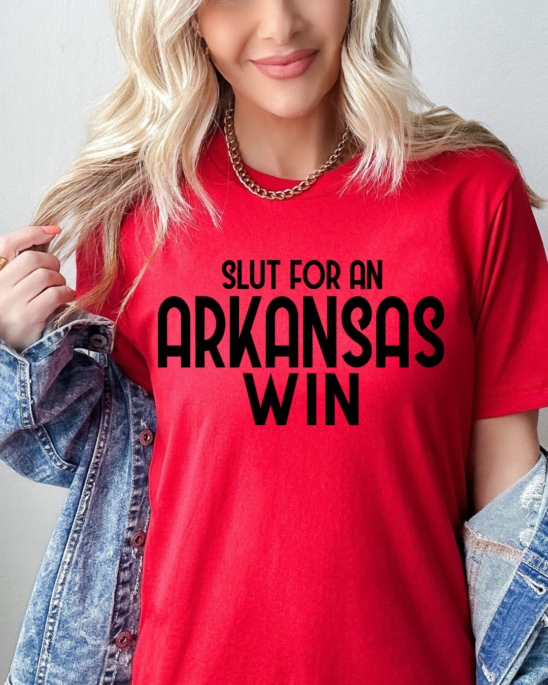 Slut For An Arkansas Win Adult Tee (BLACK)