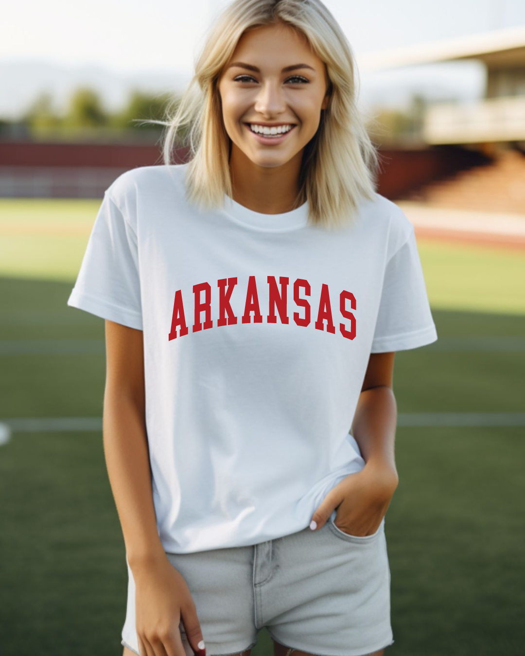 Collegiate Arkansas Adult Tee (Red)