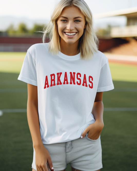 Collegiate Arkansas Adult Tee (Red)