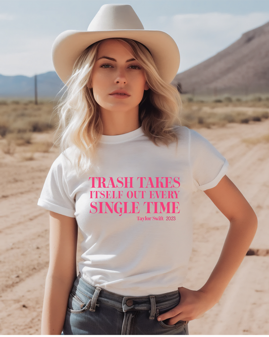 Trash Take Itself Out Swiftie Adult Tee (PINK)