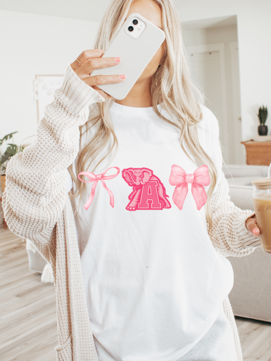 Pink Alabama Bows Adult Graphic Tee