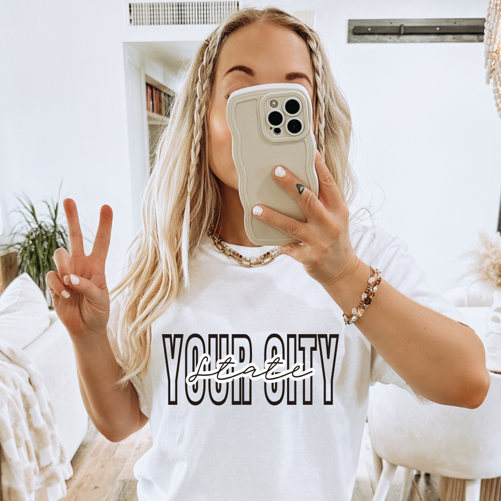 CUSTOM Your City and State Adult Graphic Tee