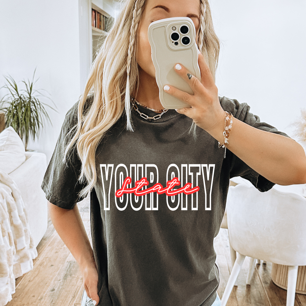 CUSTOM Your City and State Adult Graphic Tee