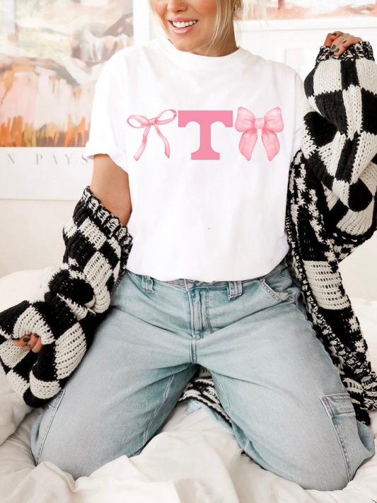 Tennessee Vols Pink Bows Adult Graphic Tee (PINK)