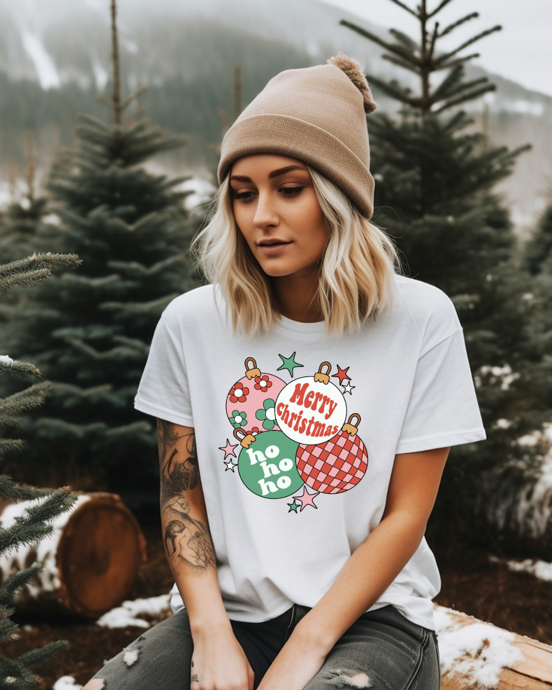 Retro Christmas Ornaments Christmas Adult Tee