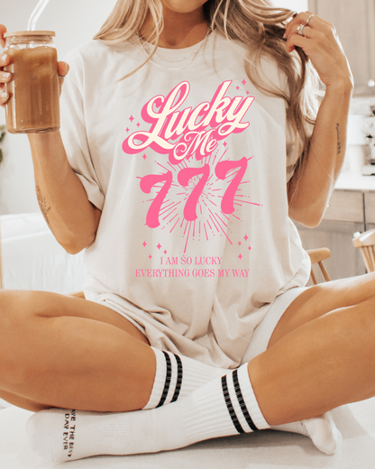 Lucky me 777 Lucky Adult Tee (Pink)