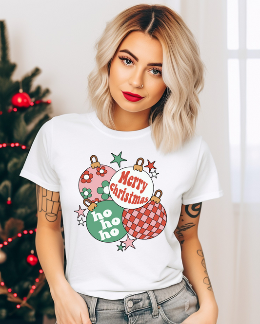 Retro Christmas Ornaments Christmas Adult Tee