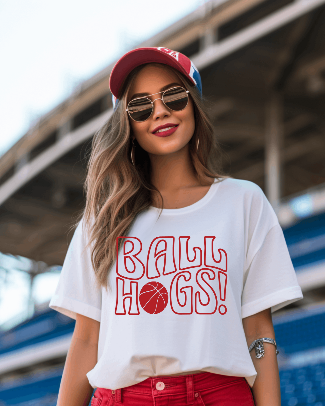 Ball Hogs Arkansas Basketball Adult Tee (Red)