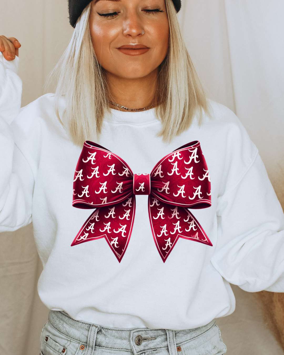 Alabama A Croquette Bow Adult Graphic Crewneck Pullover