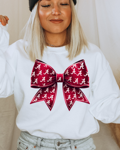 Alabama A Croquette Bow Adult Graphic Crewneck Pullover