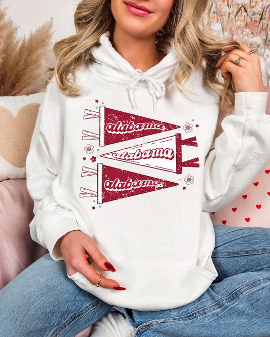 Alabama Pennant Distressed Adult Graphic Hoodie