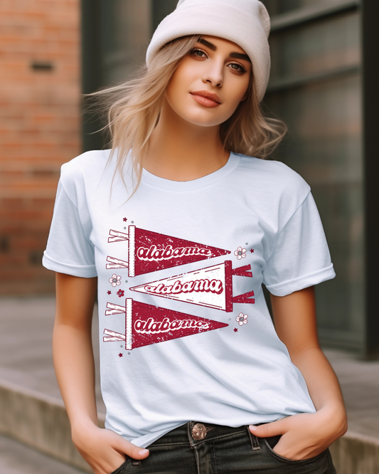 Alabama Pennants Distressed Adult Graphic T-Shirt