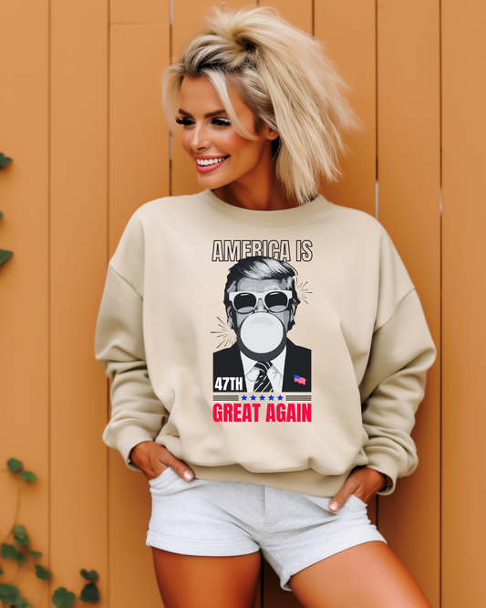 America Is Great Again Bubble Trump Adult Graphic Crewneck Pullover
