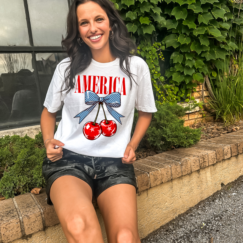 American Cherries Adult Graphic T-Shirt