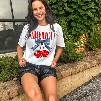 American Cherries Adult Graphic T-Shirt