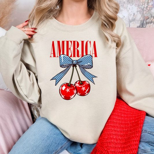 American Cherries Adult Graphic Crewneck Pullover
