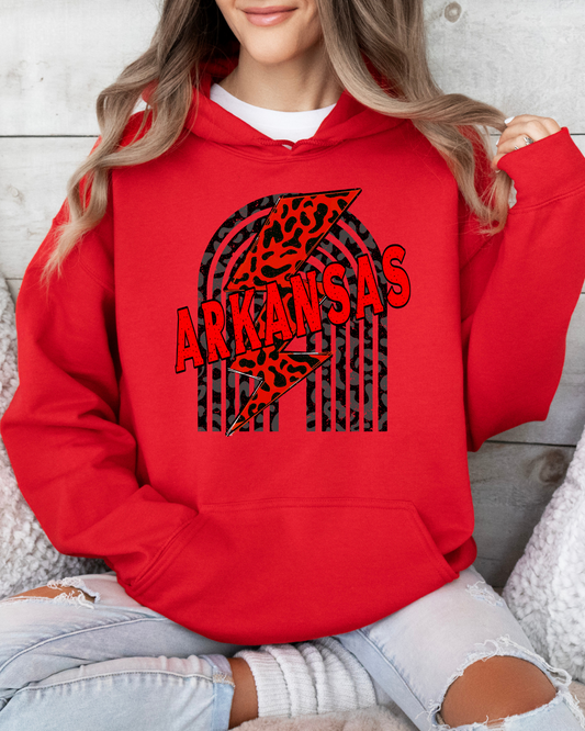 Arkansas Lightening Bolt Adult Graphic Hoodie