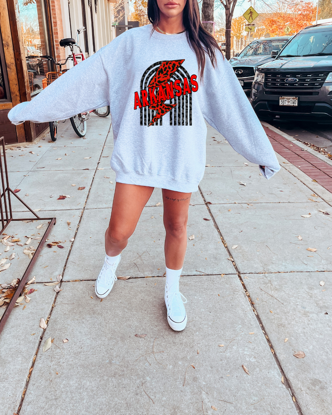 Arkansas Lightning Bolt Adult Graphic Crewneck Pullover