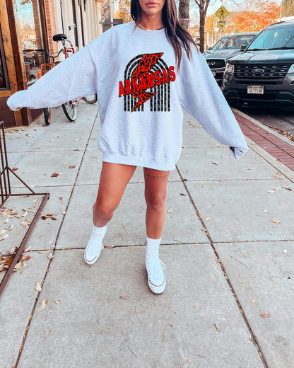 Arkansas Lightning Bolt Adult Graphic Crewneck Pullover
