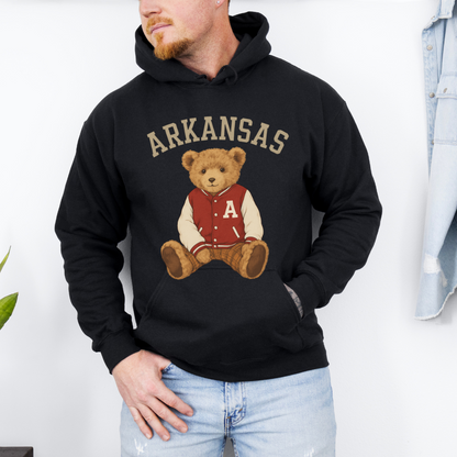 Arkansas Teddy Bear Letterman Adult Graphic Hoodie