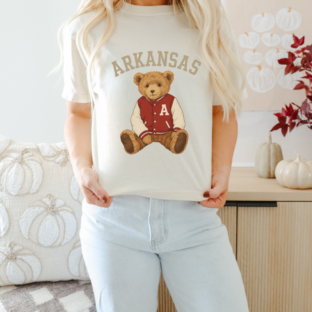 Arkansas Teddy Bear Letterman Adult Graphic Tee