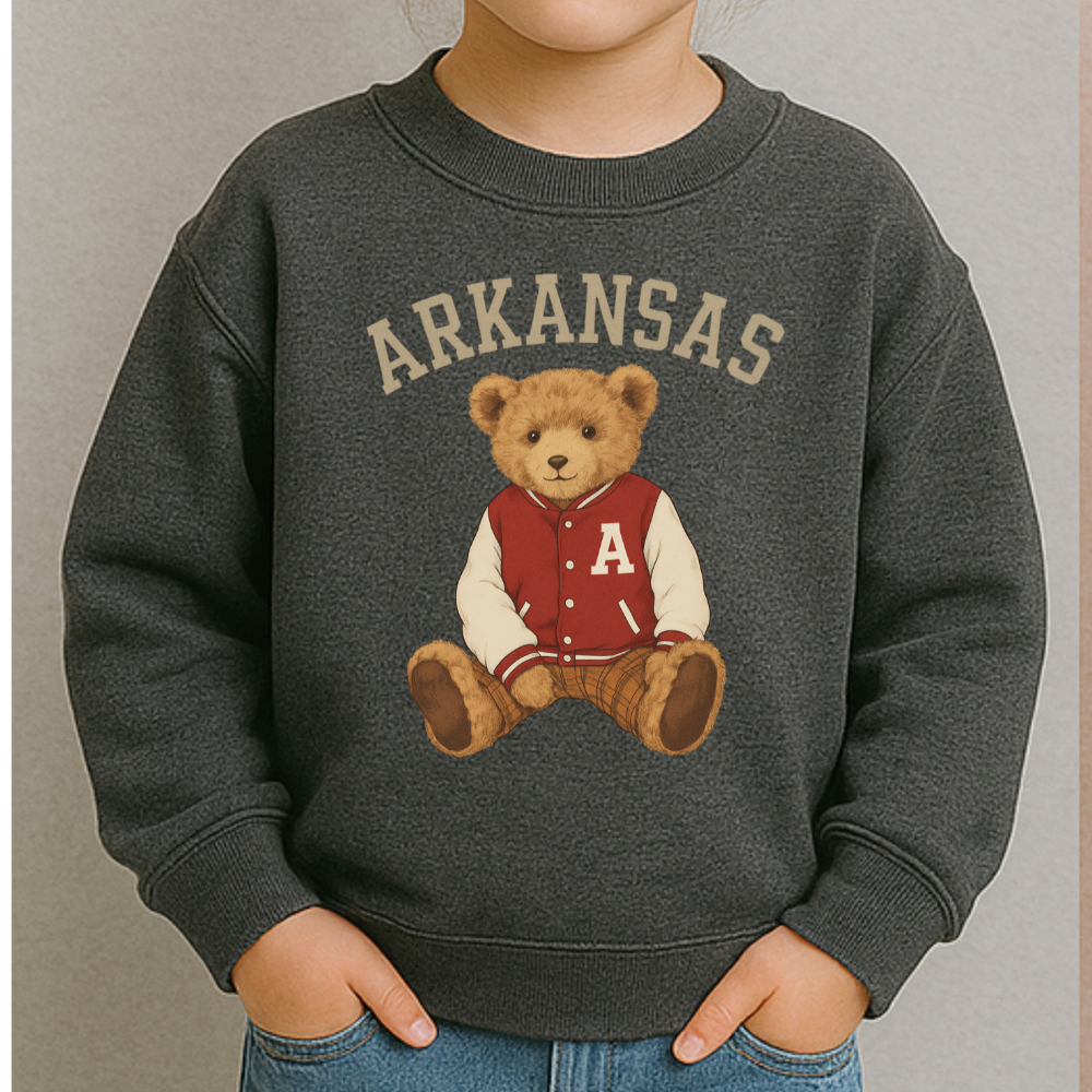 Arkansas Teddy Bear Letterman Toddler Graphic Sweatshirt